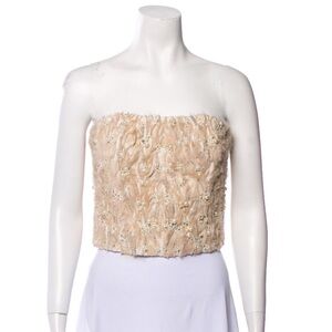 Alice + Olivia Pearl Embellished Strapless Crop Top